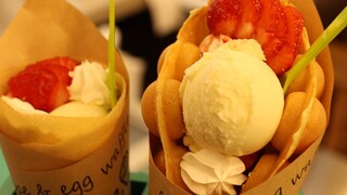 Bánh Crepe Kem Tươi Chuối Dâu, Bánh Quế Kem  - Món ăn đường phố Hàn quốc