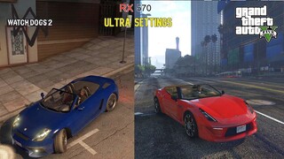 GTA V / WATCHDOGS 2 Ultra Settings TEST Gameplay Comparison on RX570 8gb GPU.