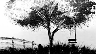 KING ART    B AND W THE TREE IN THE HILL  N  29   PAINTING TECHNIQUE