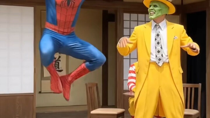 Spider-Man Cosplay Gets Pranked by The Mask 😂 #aigenerated #spiderman #funny