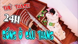 Dương Cô Nương - Thử Thách 24h Sống Ở Cầu Thang Ăn Đồ Màu Xanh Lá