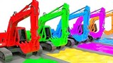 挖掘机和卡车工作视频 儿童工程车染色表演亲子游戏