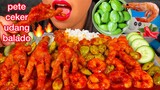 MAKAN PETE CEKER UDANG BALADO *SPICY CHICKEN FEET & SHRIMP + BITTER BEANS MASSIVE Eating Sounds