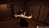 日本火焰艺术家宫洼研造了把 动漫《鬼灭之刃》中炭治郎的日轮刀。（危险，请勿模仿）