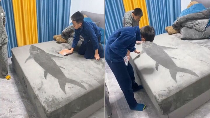 When both kids are eerily quiet, it’s bound to mean trouble, right? Mom opened the door—and what did