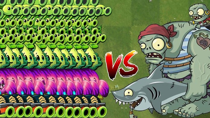 PvZ 2 Challenge: 20 Level-1 Plants vs. 20 Pirate Giant Zombies – Who Will Win?
