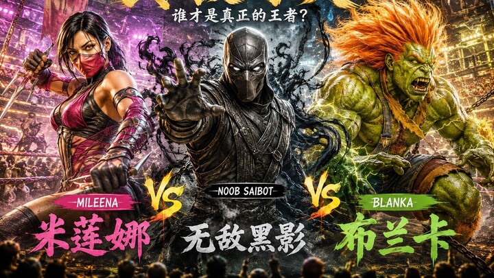 Mortal Kombat X Street Fighter - Noob Saibot VS Mileena VS Blanka