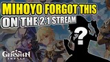 What Mihoyo forgot to put for 2.1 Livestream