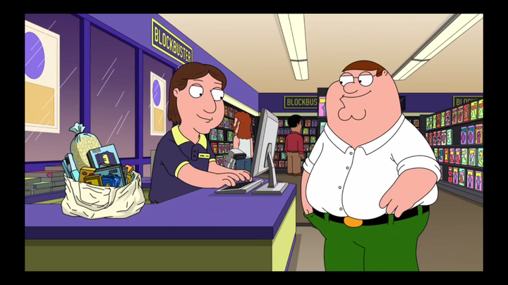 Petet and his family went to rent a disc, but were chased by the evil clerk