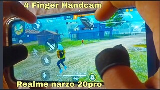 Realme narzo 20pro free fire gameplay test 4 finger handcam m1887 onetap headshot and mp40 headshot