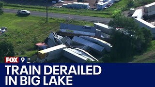 Train carrying 'consumer goods' derails in Big Lake