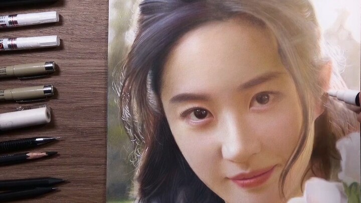 Color pencil hand drawing of Liu Yifei