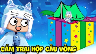 MEOWPEO THỬ THÁCH CẮM TRẠI TRONG HỘP CẦU VỒNG BÍ ẨN MINI WORLD VÀ CÁI KẾT BẤT NGỜ