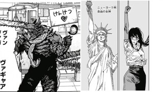 【电锯人177】本话极度抽象!黑锯重伤竟然向路人求献血/夜模仿自由女神象征自由崩坏？