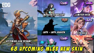 UPCOMING REVAMP SUN, MOSCOV STARLIGHT, HANABI EPIC LIMITED & MORE | 68 UPCOMING MLBB NEW SKIN