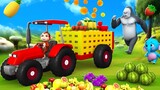 Monkey Thief Stealing Fruits - Elephant & Gorilla Fruits Truck Transport - Funny Animals Comedy 3D