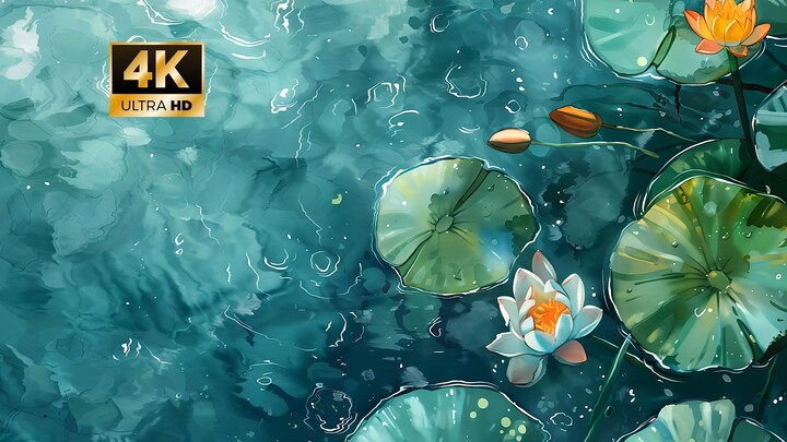 "Nước trong mang lại sự thanh thản, hoa sen nở rộ trong niềm vui" Chia sẻ hình nền động 4K