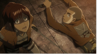 sasha dan connie hampir di makan titan! (Shingeki no Kyojin Eps.08 Part.35 Sub Indo)