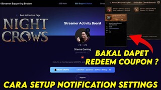 CARA SETUP SUPPORT NOTIFICATION SETTINGS STREAMER - NIGHT CROWS