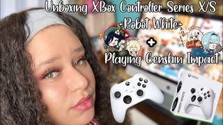 Unboxing My New Xbox Controller Series X/S In Robot White + Playing Genshin Impact