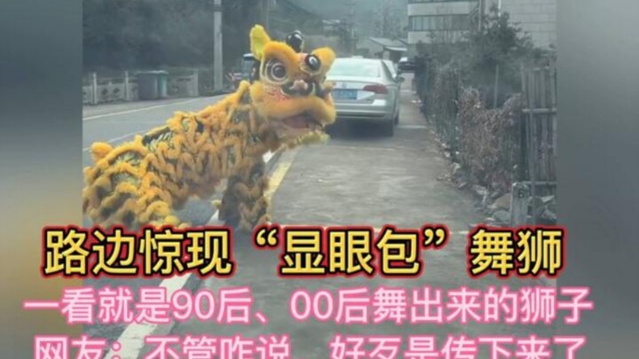 A hilarious lion dance suddenly appeared by the roadside! You can tell right away it was performed b