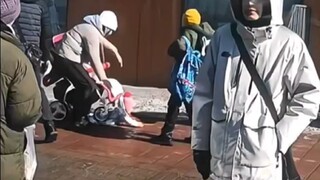 Baby stroller hits person