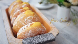 DONAT BOMBOLONI EMPUK DAN  LUMER | VANILLA CUSTARD CREAM DONUTS #  106