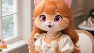 Fat Orange mặc một chiếc váy Lolita màu trắng kem mơ ngọt ngào để đi đến trung tâm thương mại vào cu