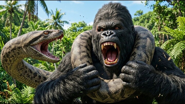KONG vs. GIANT ANACONDA- Brutal Jungle Fight Scene!