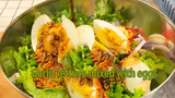 [Ẩm thực] Salad rau sống trứng gà luộc thơm mùi tỏi - món ăn giảm béo
