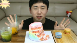Marcaron, bánh kem cầu vồng, nước ép đông lạnh phần cuối #mukbang