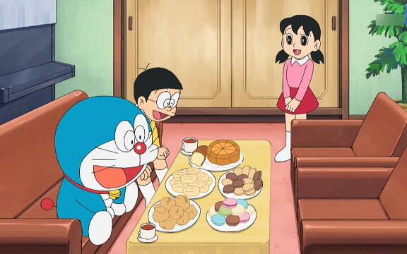 Shizuka entertained Nobita with delicious food and spicy food, but Nobita's mother even entertained 
