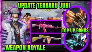 FREE FIRE!! BOCORAN WEAPON ROYALE TERBARU, TOP UP BONUS, BUNDLE RAMPAGE NEW DAWN