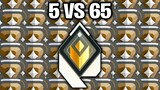 I put 5 Radiants VS 65 Bronze Players, Who Wins?