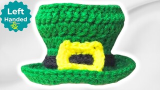 How to Crochet a Mini Leprechaun Clip On Hat Left Handed for St. Patrick's Day!