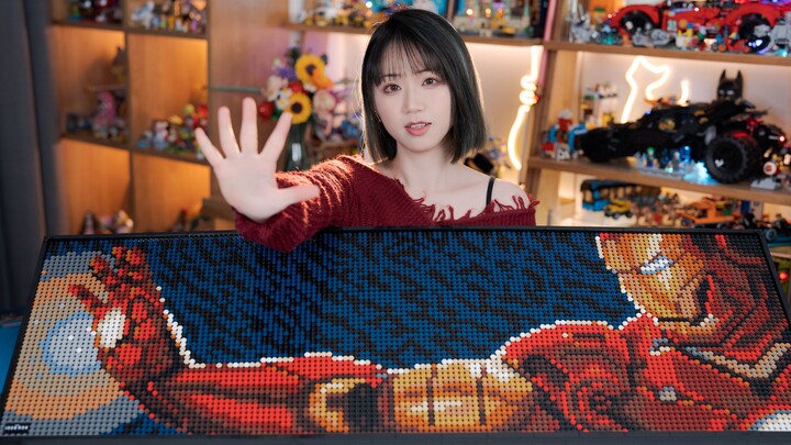 Built a 1.2-meter-tall Iron Man pixel art with LEGO bricks—so awesome!