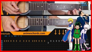 Hunter x Hunter (2011) OP - departure! | Acoustic Guitar Lesson [Tutorial + TAB + CHORDS]