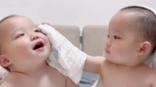 This is a story about twins before going to bed and after waking up...