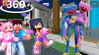HOW APHMAU Escape from HUGGY WUGGY and KISSY MISSY in Minecraft 360°
