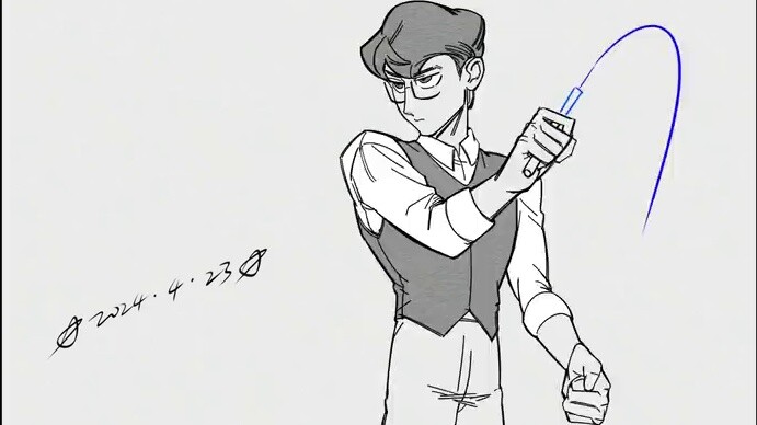 [Nestle/Short animation drawing process] Who is playing with the whip for one minute?