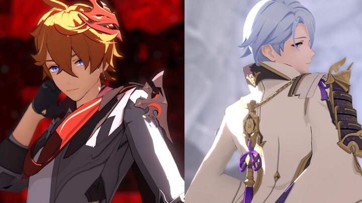 [Genshin Impact /MMD] Ayato and Kousuke, two water men's compe*on ◆Hit And Run◆