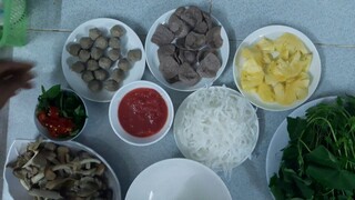 Món ăn chay.lẩu bò  chua cay