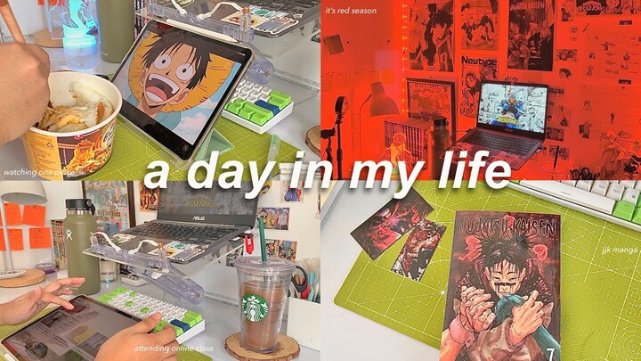 a day in my life: jjk manga unboxing, online class, painting the town red, & watching one piece
