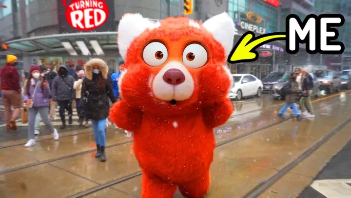 Surviving 24 Hours as a Giant Red Panda  (TURNING RED IN REAL LIFE)