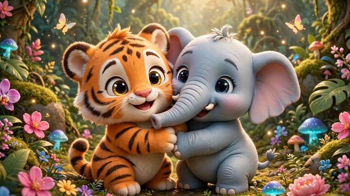 Lion and elephant baby