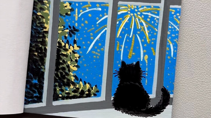 1 Menit Menggambar [Kembang Api Musim Dingin] #MenggambarDenganPulpenAkrilik #KembangApi #TutorialKe