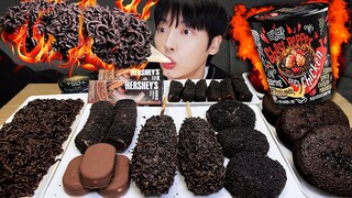 ASMR MUKBANG | 고스트 페퍼 대왕 가래떡 튀김 핫도그 불닭 블랙 음식 먹방 & 레시피 FIRE Ghost Pepper Tteokbokki