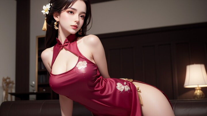 [AI Art] This tight-fitting cheongsam can’t hide her perfect figure