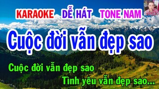 Karaoke  Cuộc đời vẫn đẹp sao  Tone Nam  Nhạc Sống  gia huy karaoke