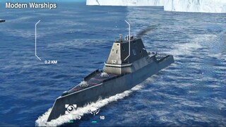 Modern Warships: USS ZUMWALT gameplay.  online match.